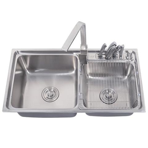 KITCHENCRAFT DOUBLE BOWL SS SINK + KNIFEHOLDER VY8143H