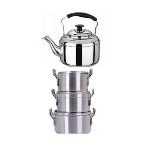 Hoffner High Quality 3 Set Cooking Pots & 3 Litres Kettle