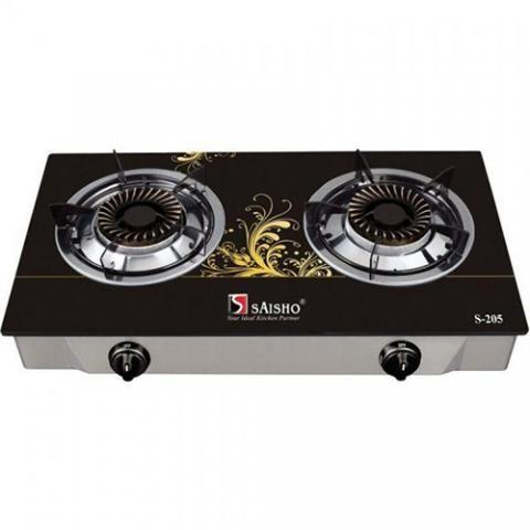 Saisho Double Burner Gas Stove - Black ROSE | S-305I BG - deluxe.com.ng